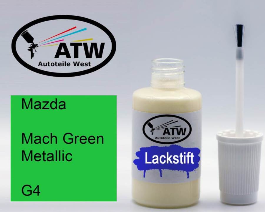 Mazda, Mach Green Metallic, G4: 20ml Lackstift, von ATW Autoteile West.